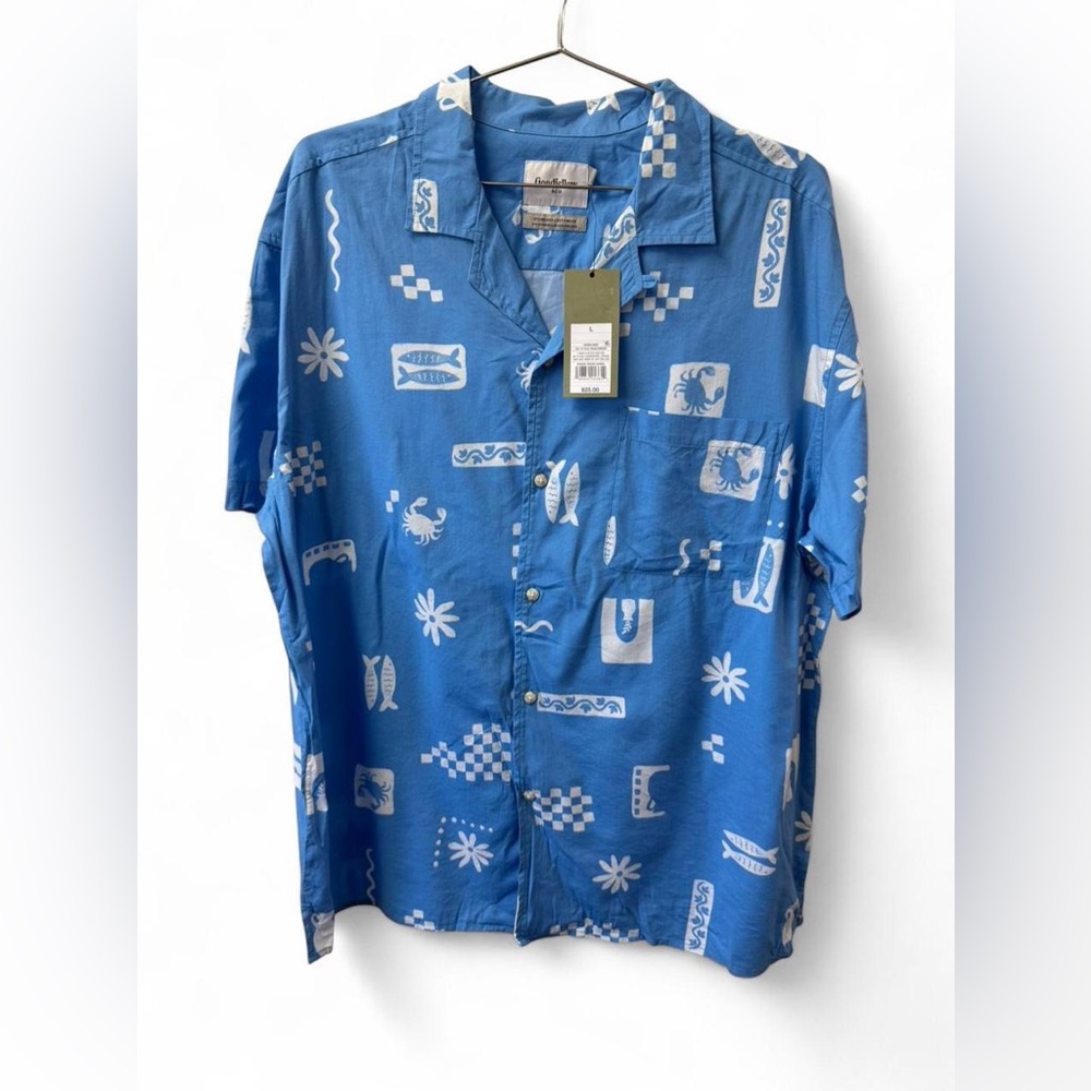 Goodfellow & Co Blue and White Graphic Men's Shirt